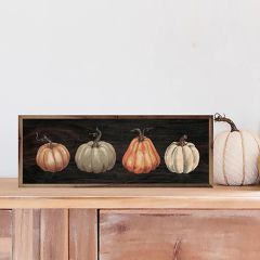 Four Pumpkins Black Wall Art