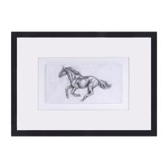Framed Black and White Horse Plaque