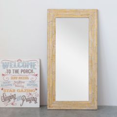 Framed Found Wood Ruler Wall Mirror