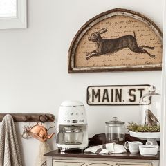 Framed Leaping Rabbit Burlap Print