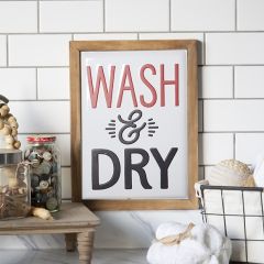 Framed Metal Wash And Dry Sign