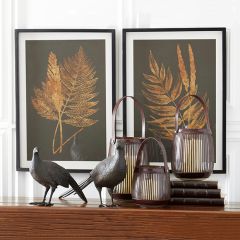 Framed Orange Fern Prints Set of 2