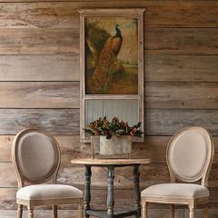 Framed Peacock Painting With Attached Mirror