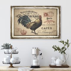 Framed Rooster On Burlap