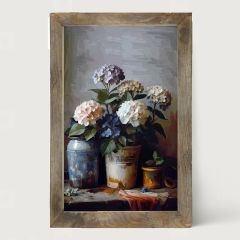 Framed Rustic Hydrangeas Vertical Wall Art