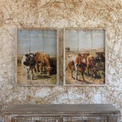 Framed Shiplap Cow Print Set of 2