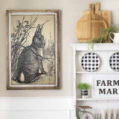 Framed Sitting Rabbit On Burlap