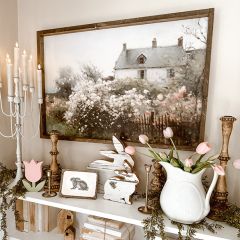Framed Spring At The Cottage Printed Canvas Wall Art