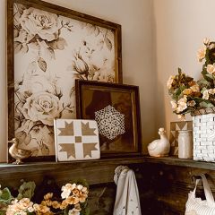 Framed Vintage Rose Wallpaper Canvas Printed Sign