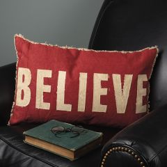 Frayed Trim Believe Pillow