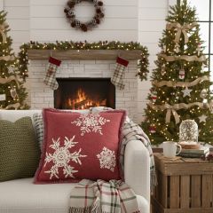 Frayed Trim Snowflake Pillow
