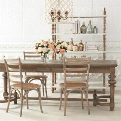 French Ball Leg Elm Wood Dining Table