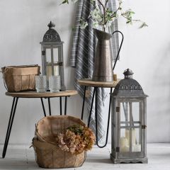 French Country Cottage Candle Lanterns Set of 2