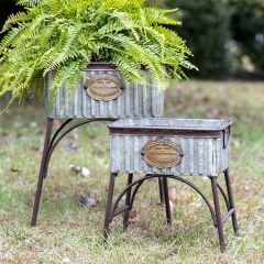 French County Metal Tub With Stands Set of 2