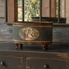 French Farm Footed Oval Tole Container