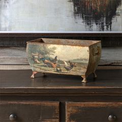 French Farm Footed Rectangular Tole Container