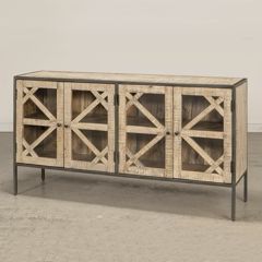 French Farmhouse Glass Door Sideboard Cabinet |SHIPS FREE