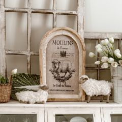 French Sheep Framed Linen Wall Art