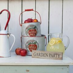 Fresh Baked Apple Pies Decorative Tin Buckets Set of 2
