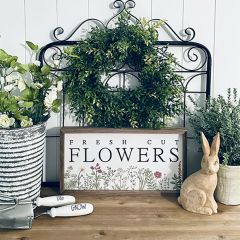 Fresh Cut Flowers Floral Whitewash Wall Art