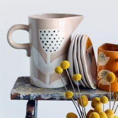 Friendly Flower Stoneware Pitcher