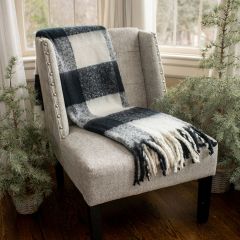 Fringed Buffalo Plaid Throw Blanket Black