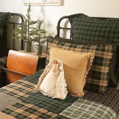 Fringed Burlap Square Throw Pillow