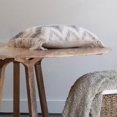 Fringed Chevron Print Accent Pillow