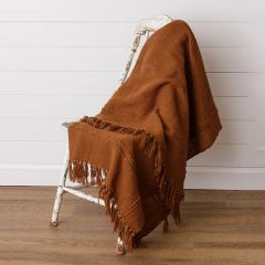 Fringed Cinnamon Throw Blanket