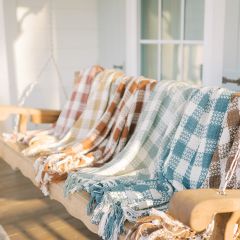 Fringed Cotton Check Throw Blanket