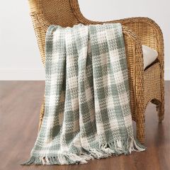 Fringed Cotton Check Throw Blanket
