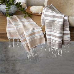 Fringed Cotton Striped Guest Towels Set of 2