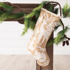 Fringed Folk Art Christmas Stocking