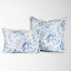 Fringed French Floral Toile Pillow Cover