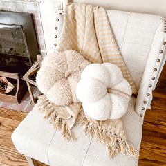 Fringed Gingham Mustard and White Throw Blanket
