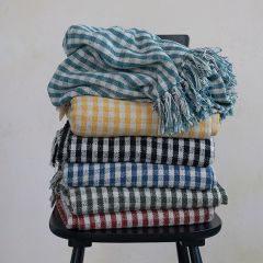 Fringed Gingham Throw Blanket