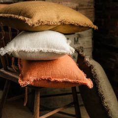 Fringed Linen Small Lumbar Pillow