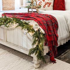Fringed Plaid Cotton Throw Blanket
