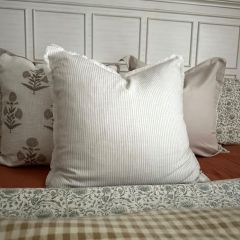 Fringed Ticking Stripe Pillow Cover