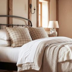 Fringed Windowpane Throw Pillow 20x20