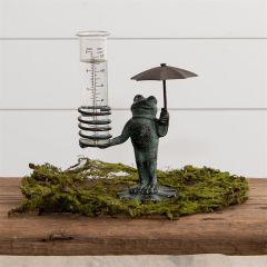Frog With Umbrella Rain Gauge