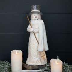Frosty Mache Snowman With Scarf Figure