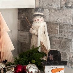 Frosty Mache Snowman With Scarf Figure