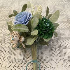 Frosty Winter Blues Wood Floral Bouquet