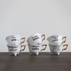 Fun Sayings Tea Cup Collection Set of 6