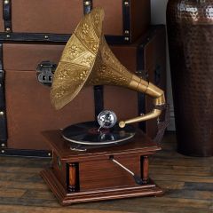 Functional Gramophone With Flower Shaped Horn