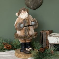 Fur Coat Santa Figure With Nest