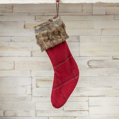 Fur Cuff Plaid Flannel Stocking