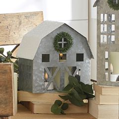 Galvanized Barn With Pine Wreath