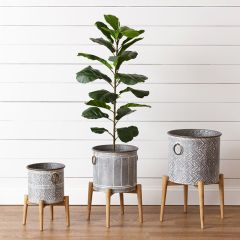 Galvanized Bucket Planter on Stand Set of 3